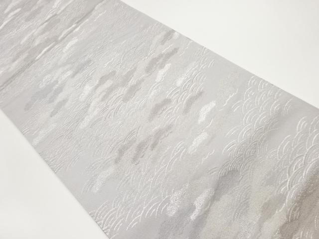 青海波に松・流水・霞模様織出し袋帯